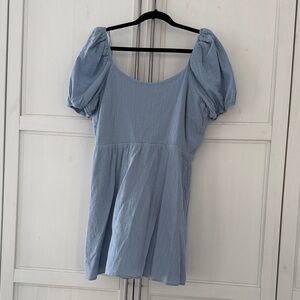 Light Blue Puff Sleeve Dress